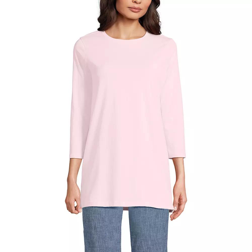Petite Lands' End 3/4-Sleeve Supima Cotton Crewneck Tunic, Women's,  Product Image