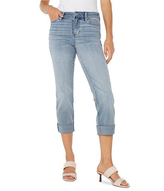 Liverpool Los Angeles Charlie Stretch Denim Mid-Rise Straight Leg Cuffed Cropped Jeans Product Image