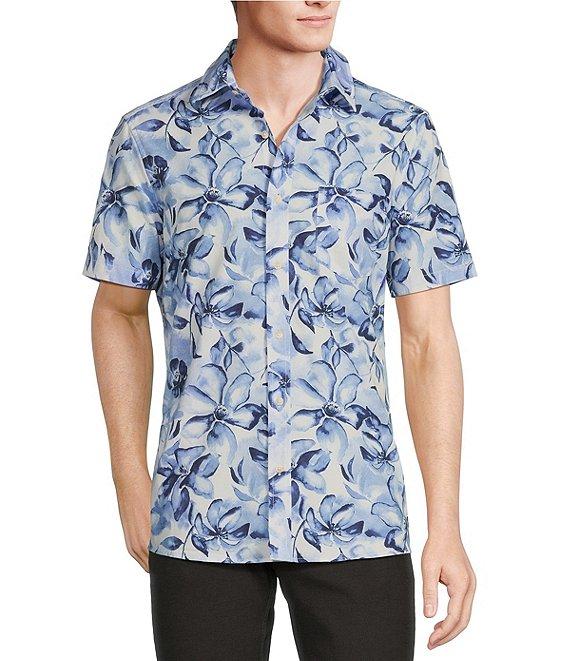 Rowm Rec + Relax Short Sleeve Performance Watercolor Print Shirt Product Image