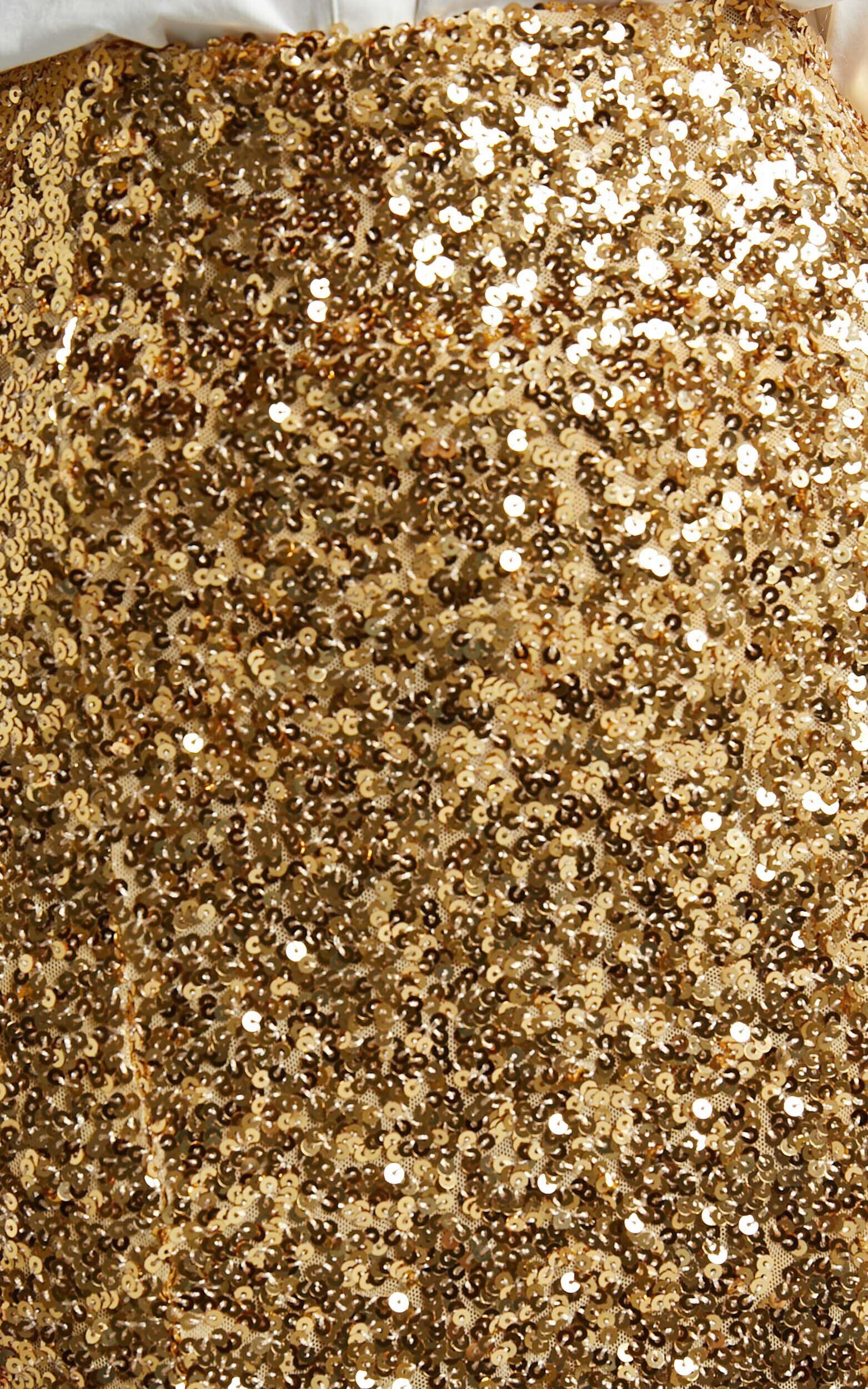 Ingrid Mini Skirt - Sequin Skirt in Gold Sequin Product Image