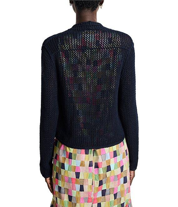 NIC + ZOE Mesh Cocoon Open Front Long Sleeve Cotton Blend Cocoon Cardigan Product Image