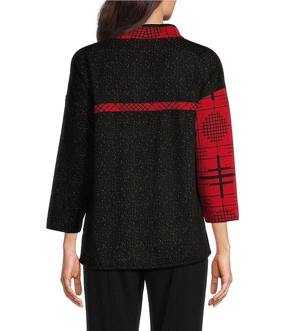 Ali Miles Jacquard Multi Pattern Mock Neck Long Sleeve Tunic Product Image