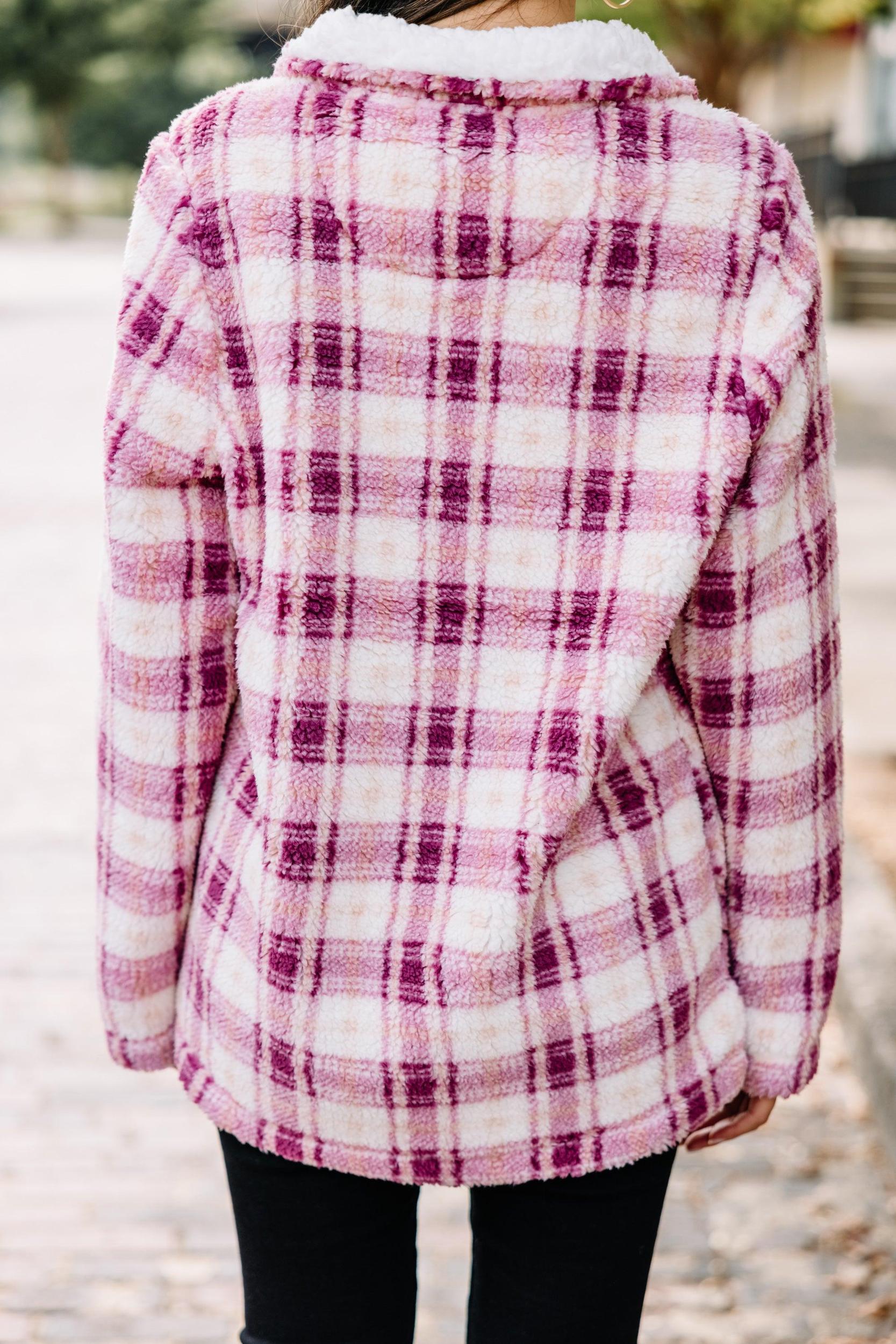 Better Get Going Pink Plaid Pullover Female Product Image