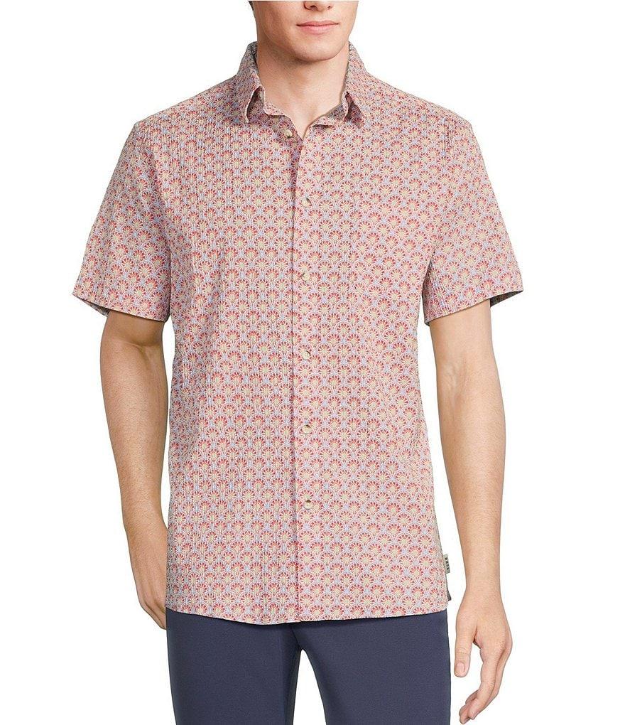 Rowm Short Sleeve Seersucker Geo Print Shirt Product Image