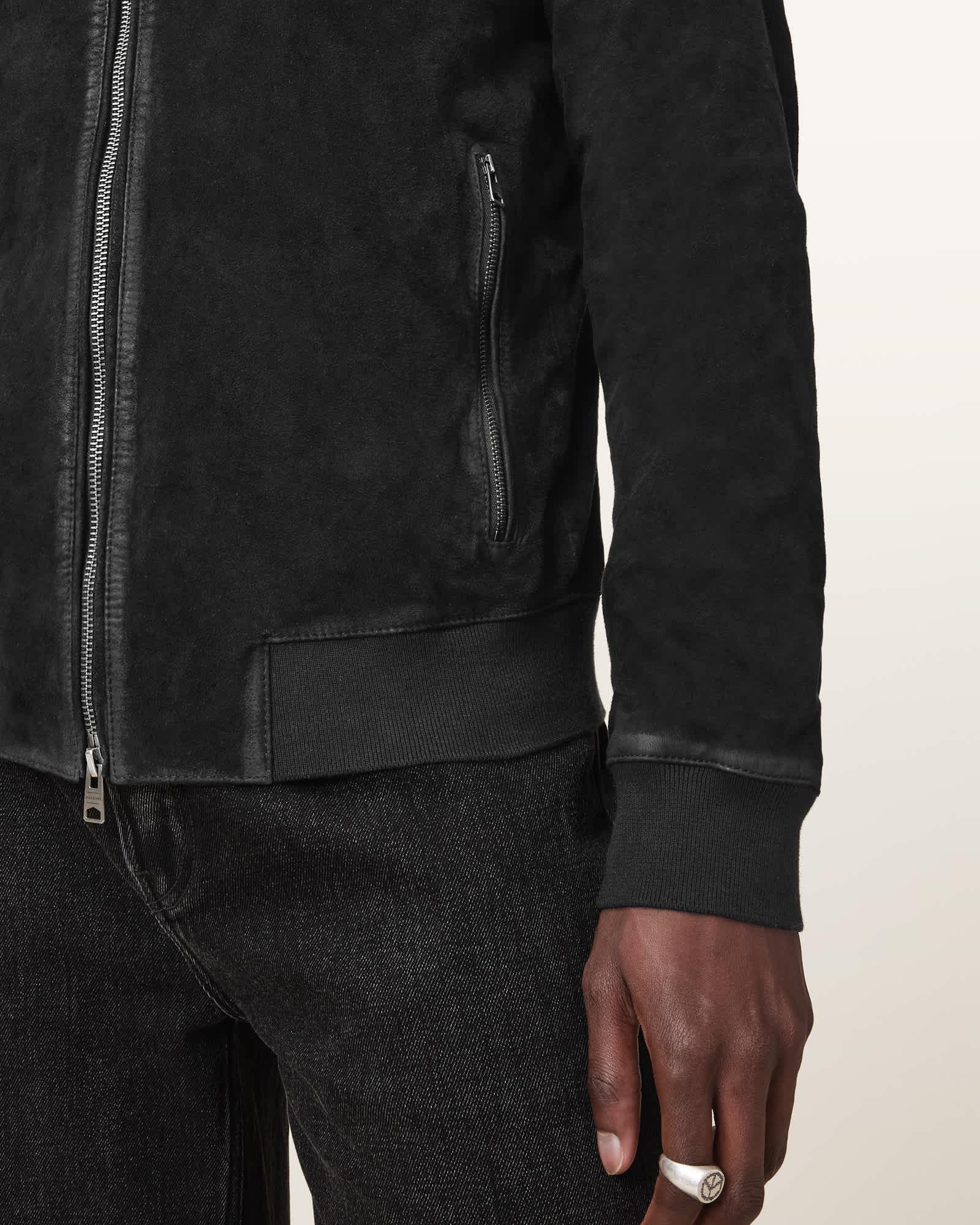 Kemble Suede Bomber Jacket Black | ALLSAINTS US Product Image