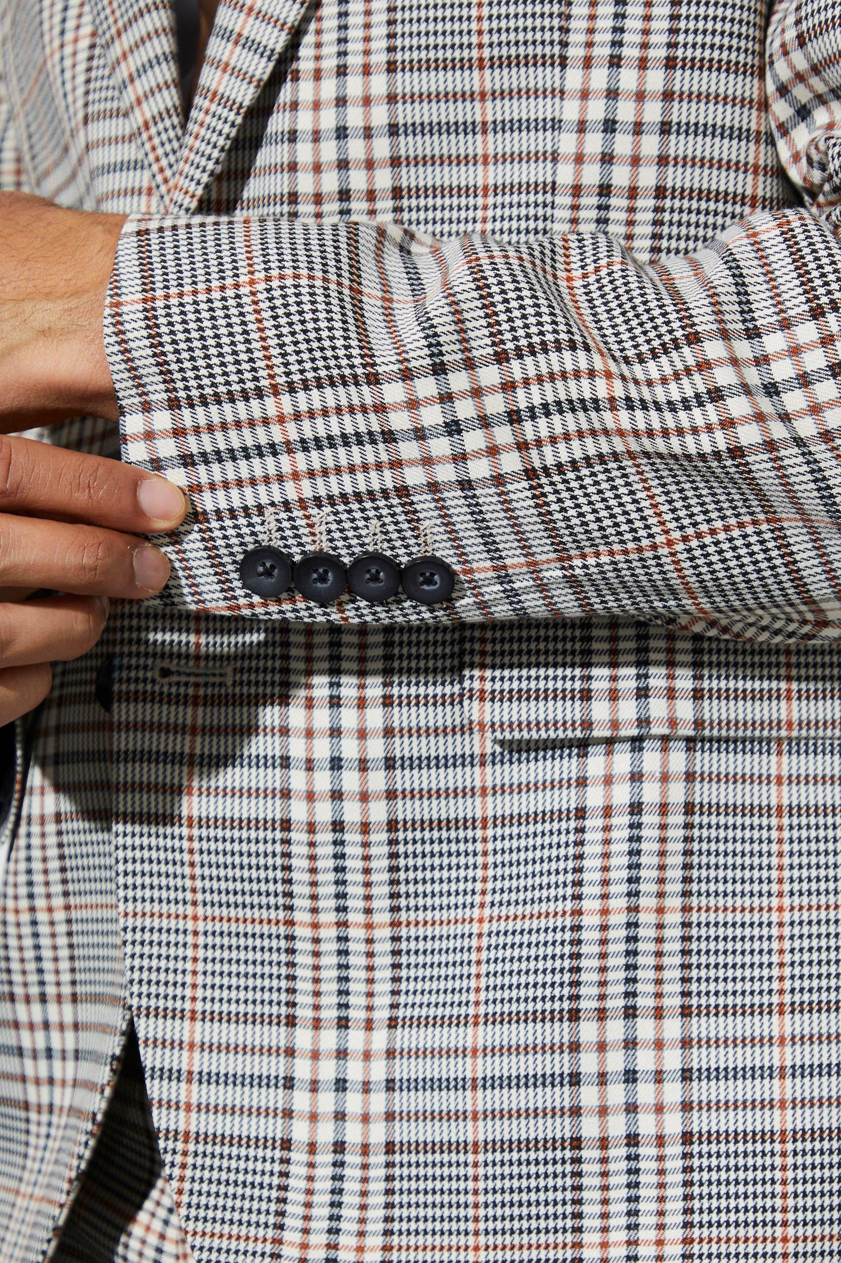 Slim Single Breasted Plaid Suit Jacket | boohooMAN USA Product Image