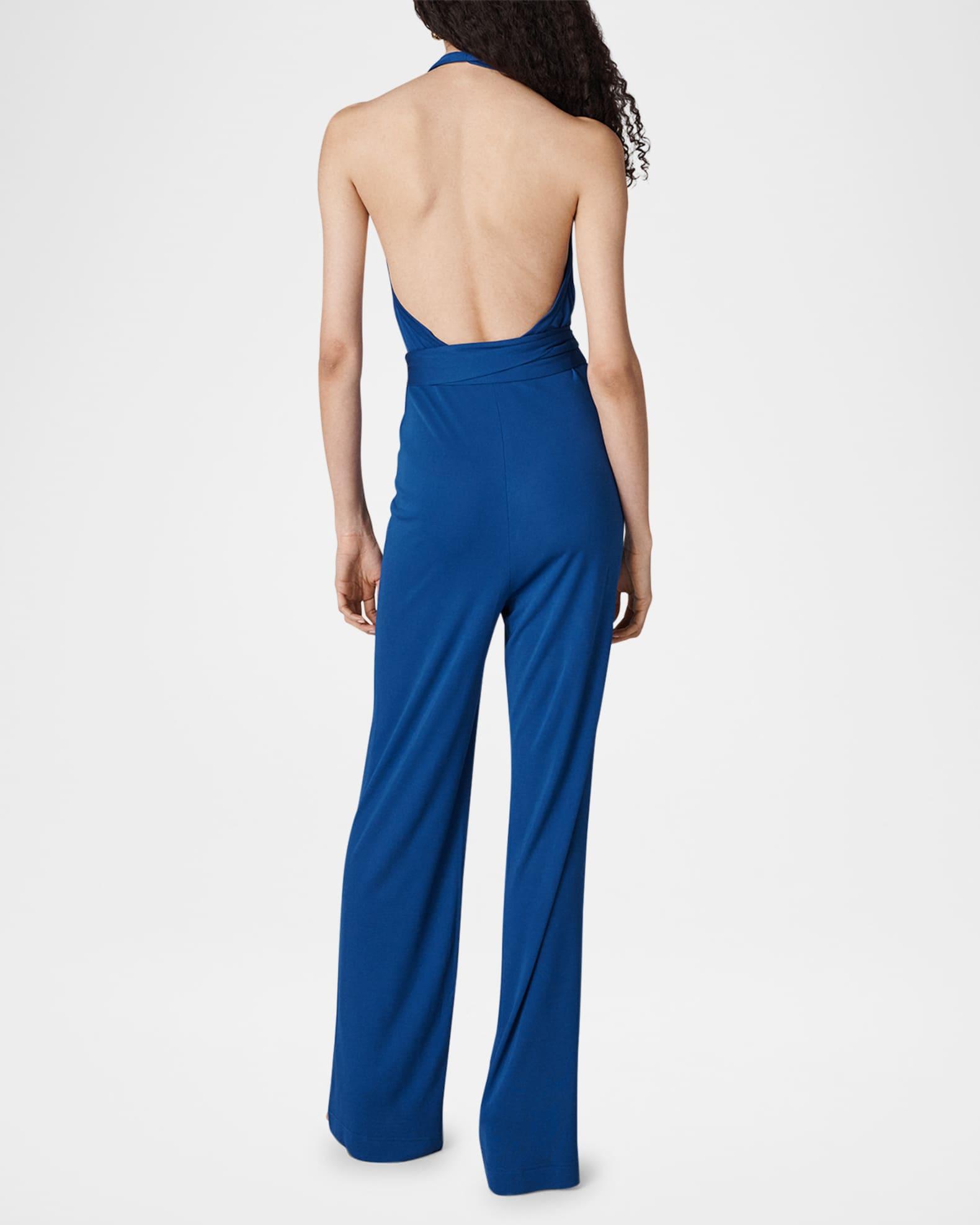 Delia Deep V-Neck Jersey Halter Jumpsuit Product Image