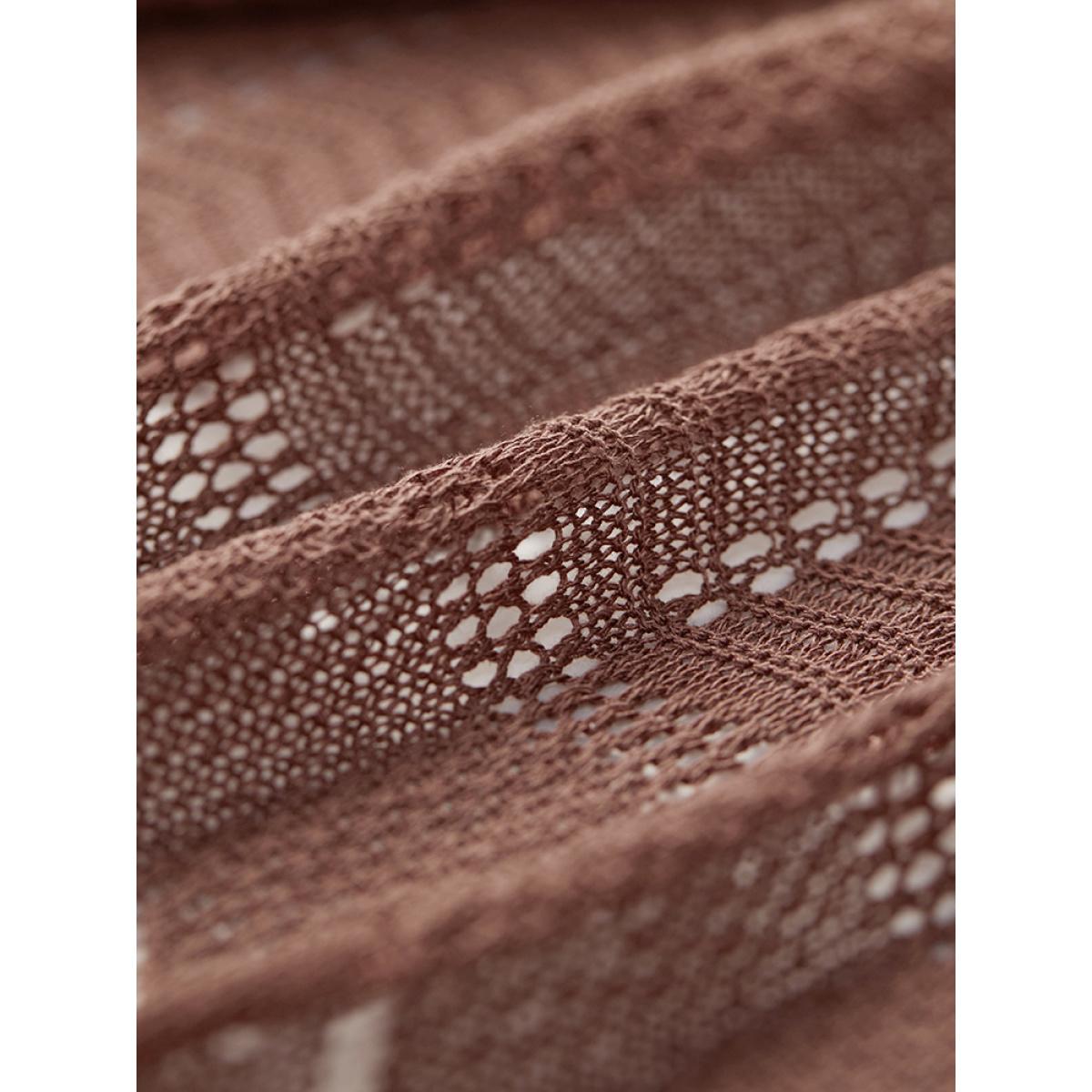 Plus Size Geometric Eyelet Open Front Maxi Cardigan Rust Women Casual Loose Long Sleeve Everyday Cardigans BloomChic 26/4X Product Image