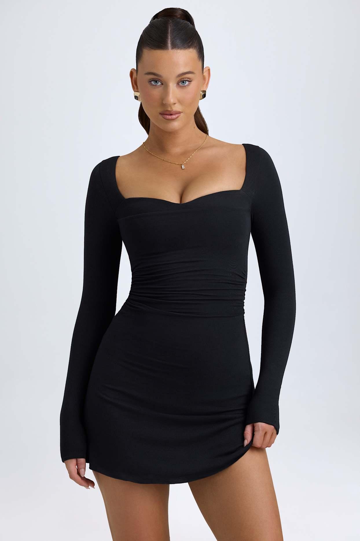 Modal Layered A-Line Mini Dress in Black Product Image