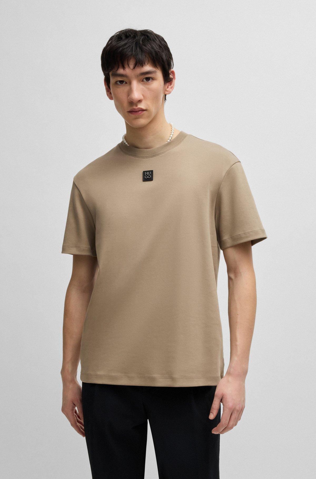 Interlock-cotton T-shirt with metallic stacked-logo badge Product Image