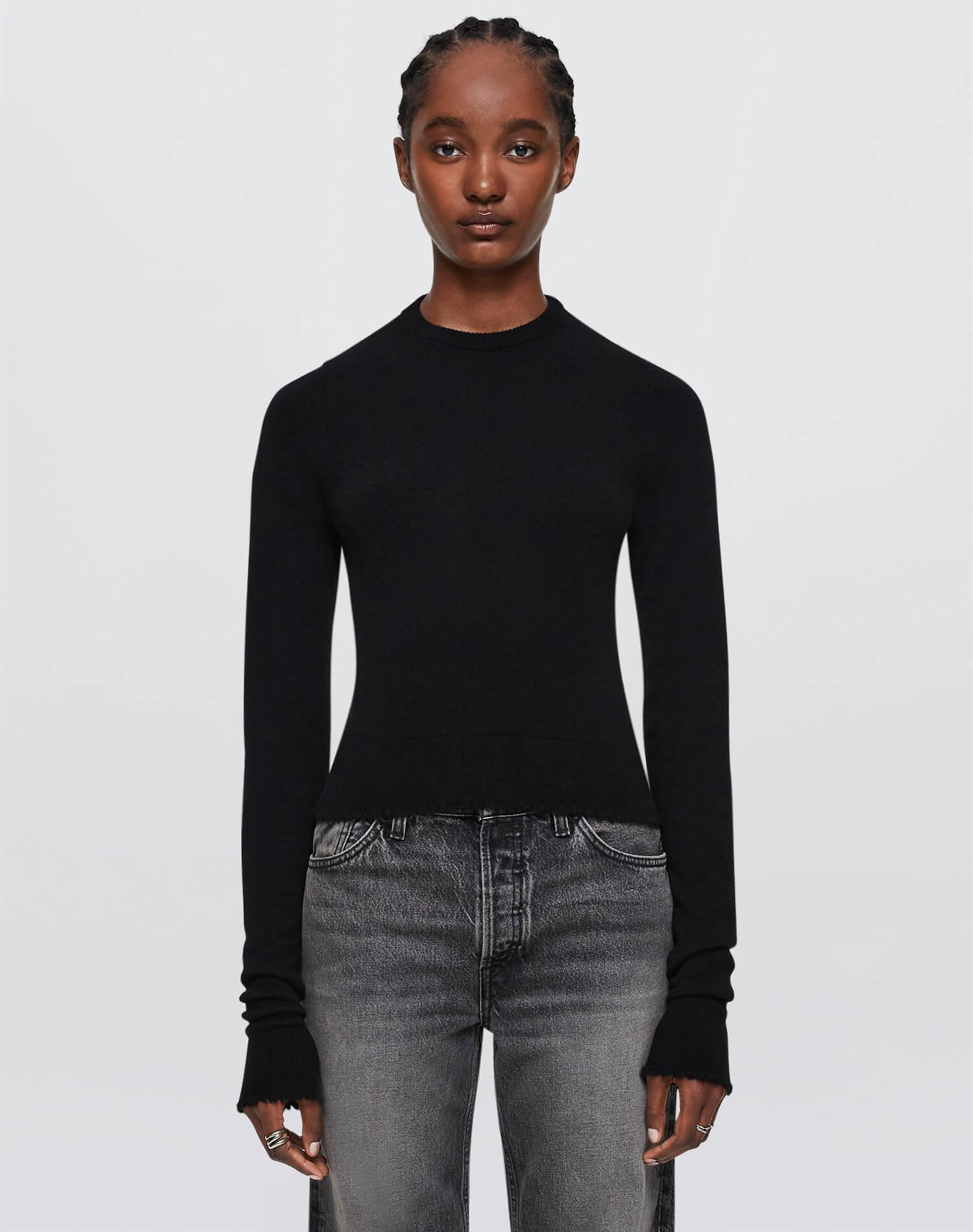 Cashmere Crewneck Pullover - Black Female Product Image