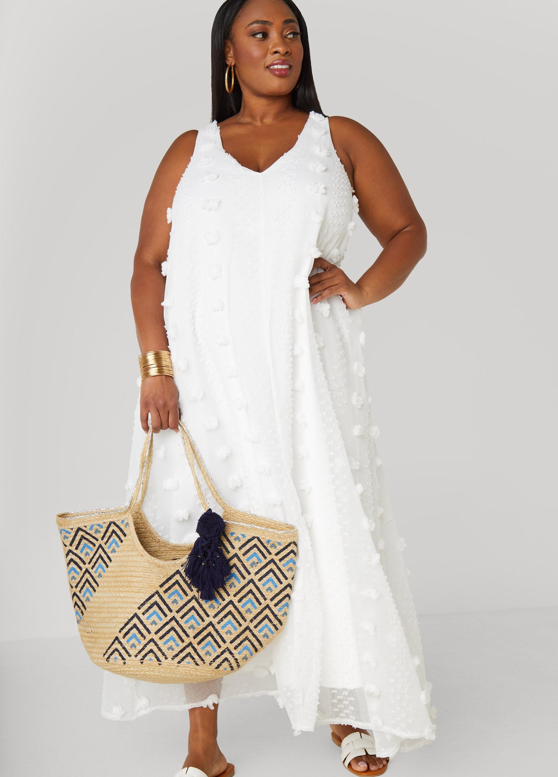 Plus Size Pompom Gauze Maxi Dress Ashley Stewart Product Image