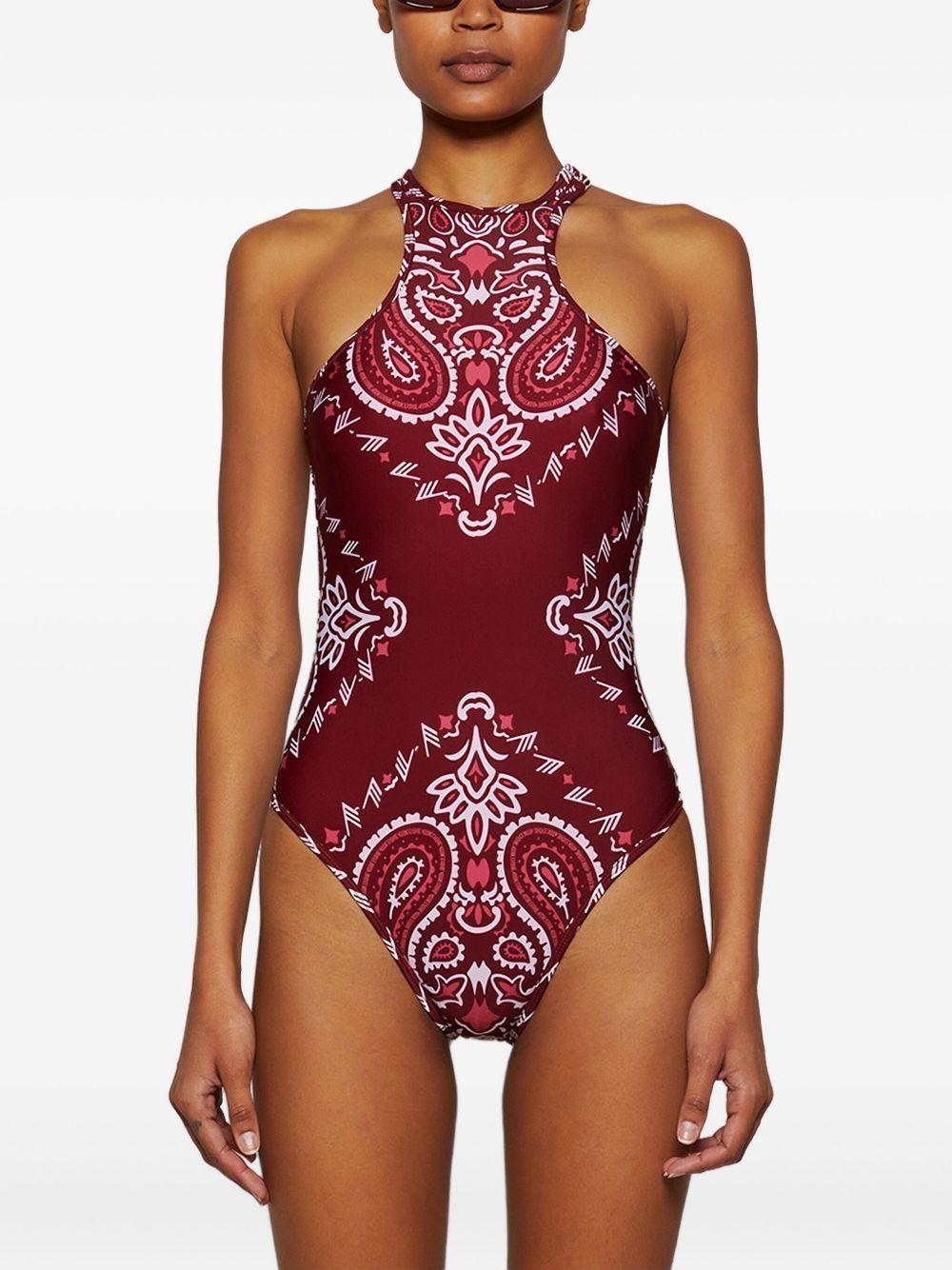 bandana-print halterneck swimsuit Product Image