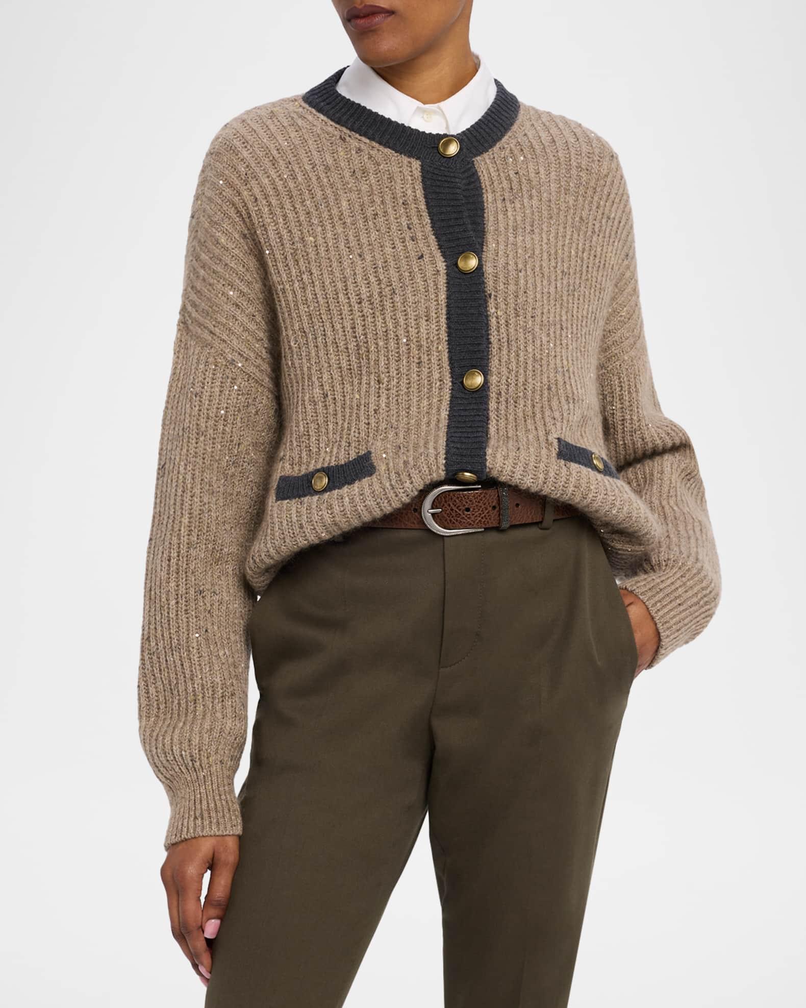 Wool-Mohair Pailette Bicolor Cardigan Product Image