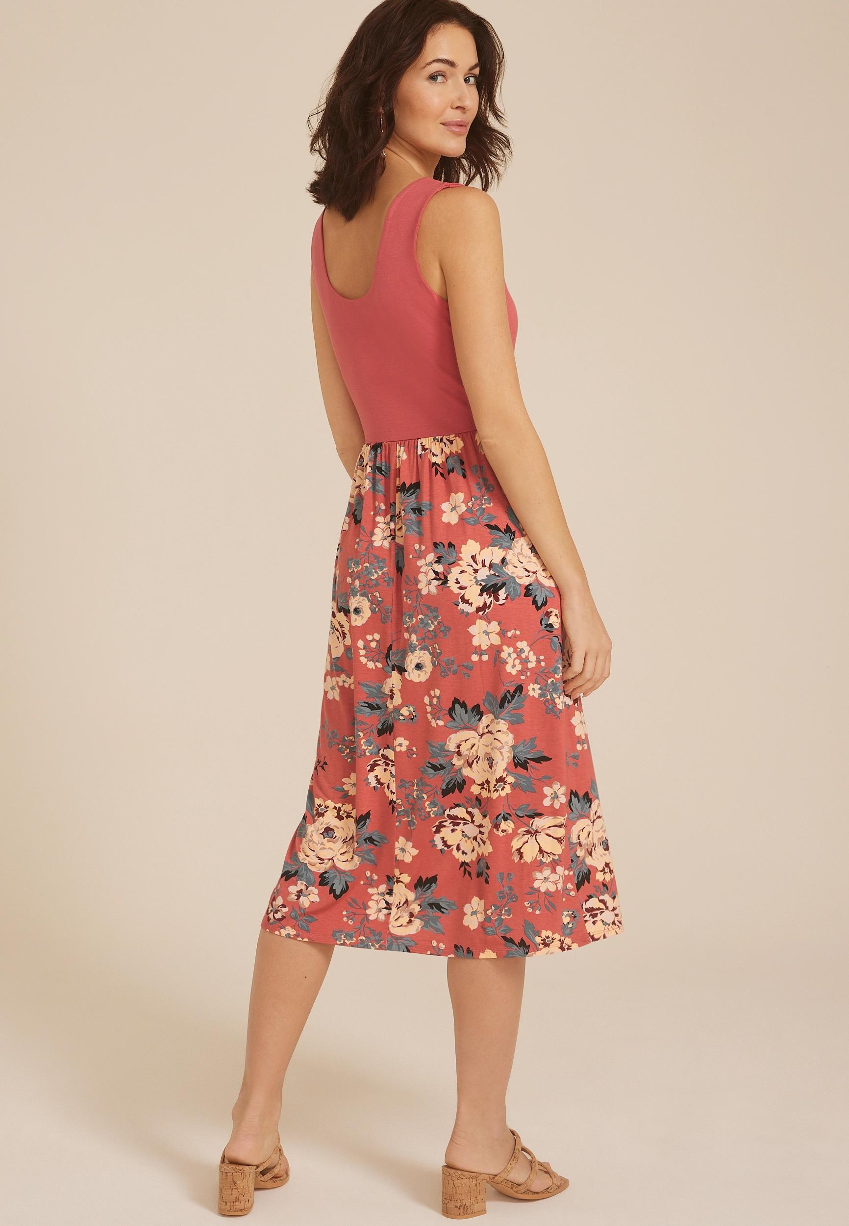 24/7 Bare Front Slit Midi Dress Product Image