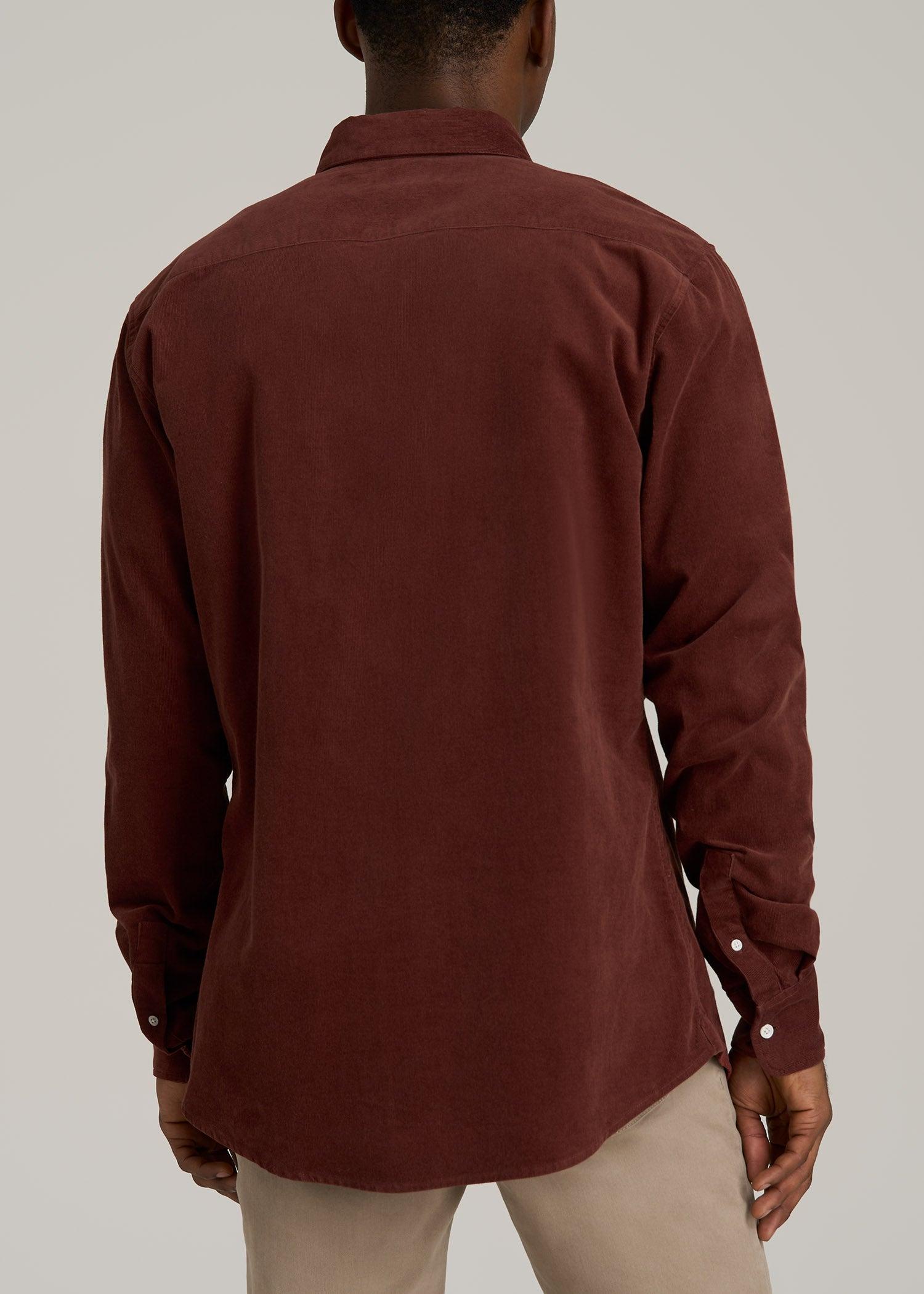 Pincord Button Shirt for Tall Men in Intense Rust Male Product Image
