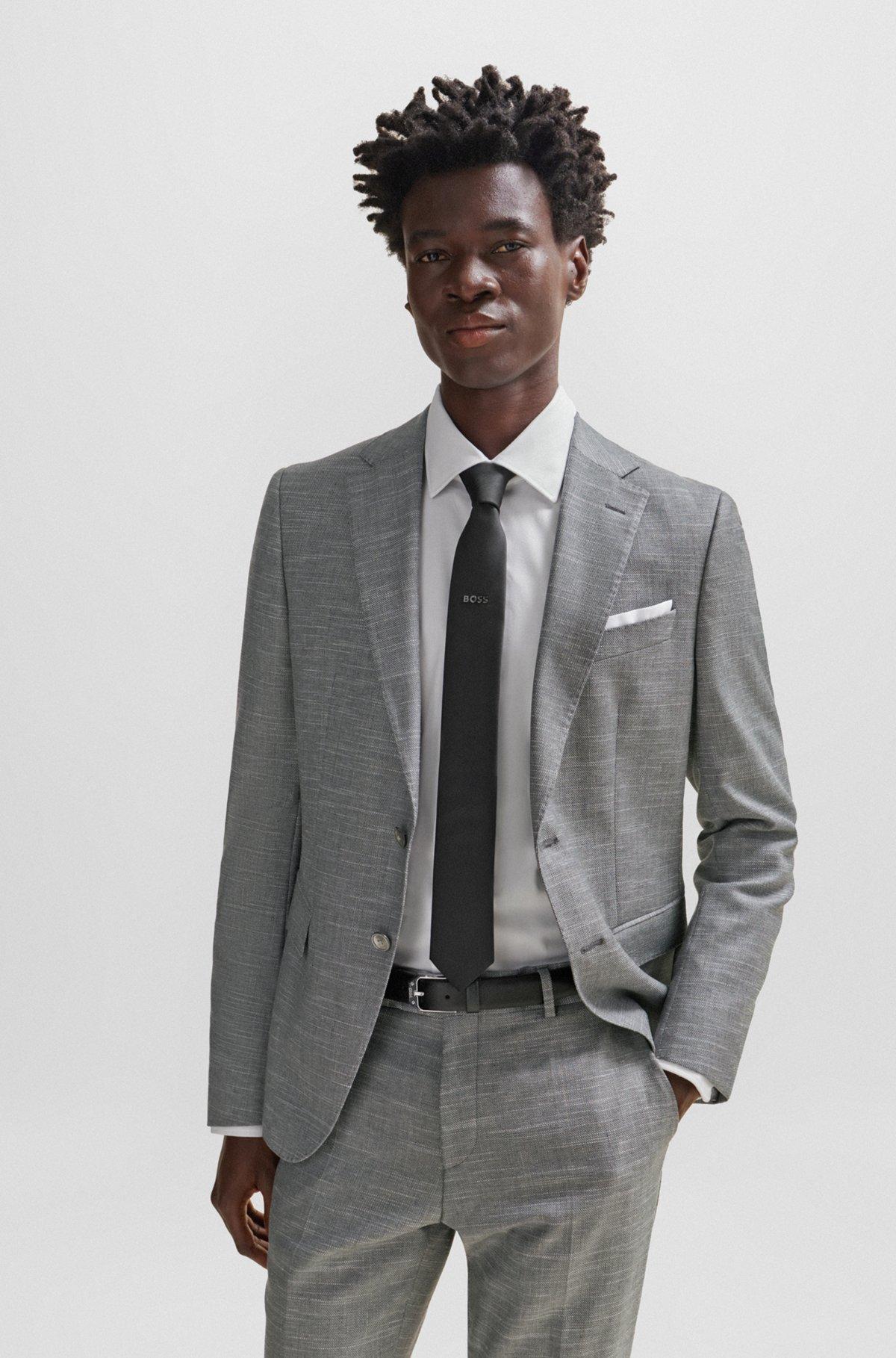 Slim-fit jacket in a patterned wool blend Product Image