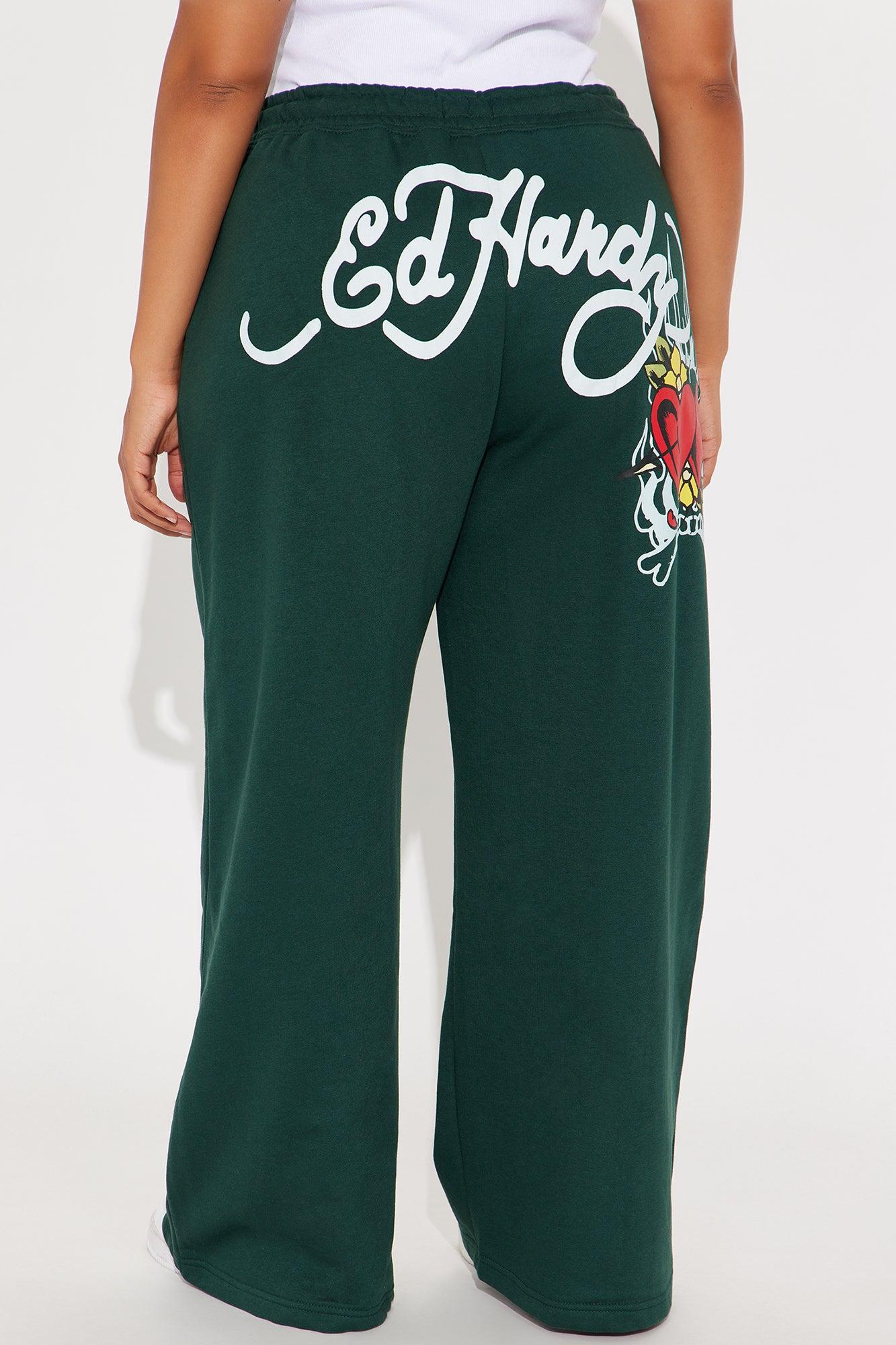 Ed Hardy Twin Flame Wide Leg Pant - Hunter Female Product Image
