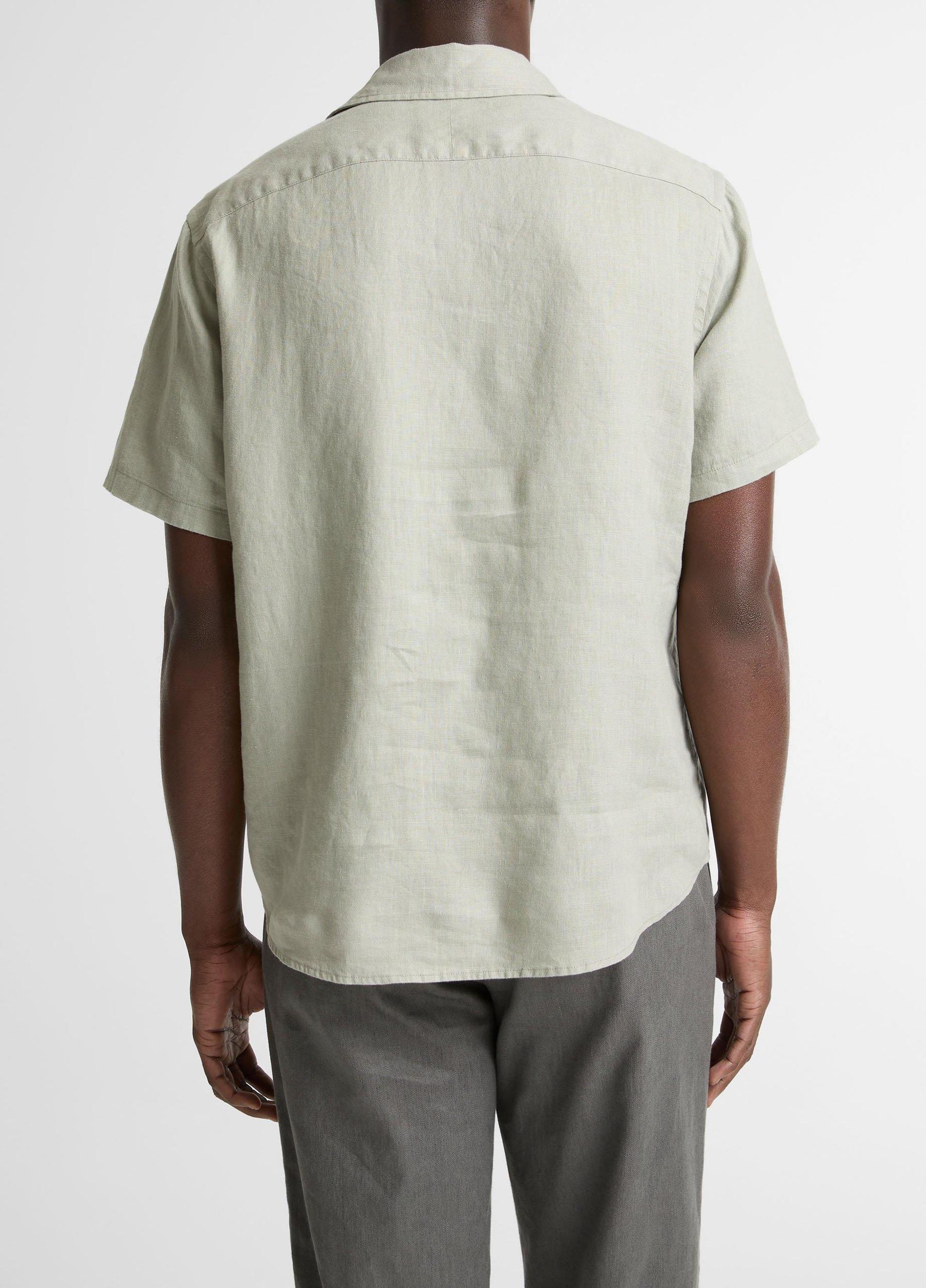 Linen Short-Sleeve Half-Placket Shirt Product Image