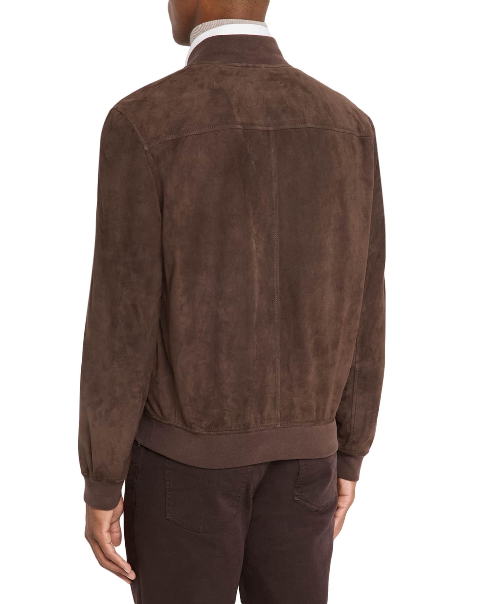 Men's Suede Full-Zip Bomber Jacket Product Image