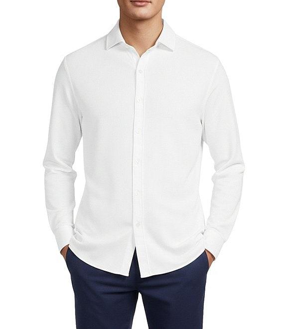 Hart Schaffner Marx Luxury Performance Long Sleeve Textured Coat Front Sport Shirt Product Image