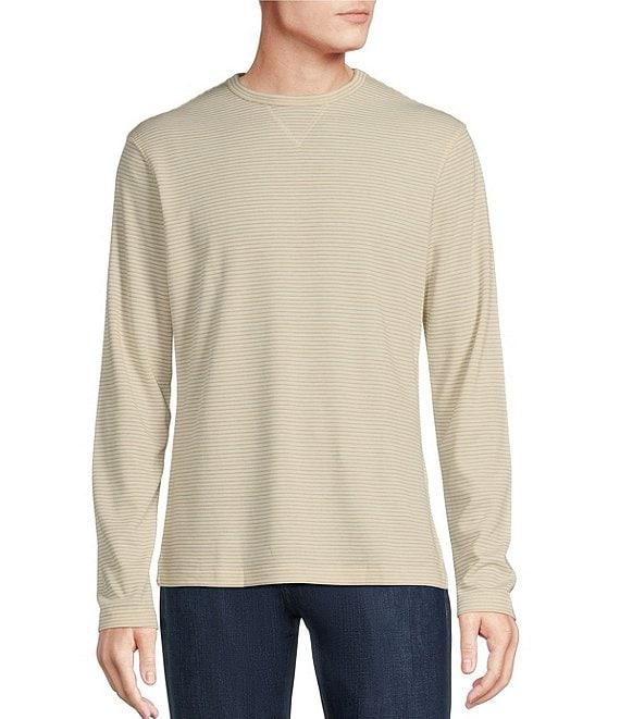 Cremieux Blue Label Long Sleeve Double Knit Stripe Crew Neck T-Shirt Product Image
