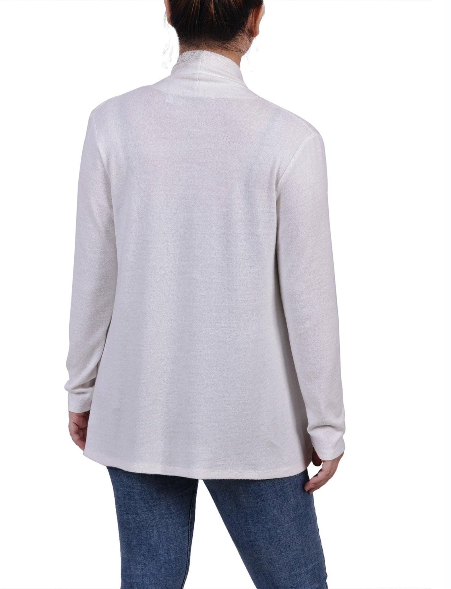 White Long Sleeve Swing Cardigan Product Image