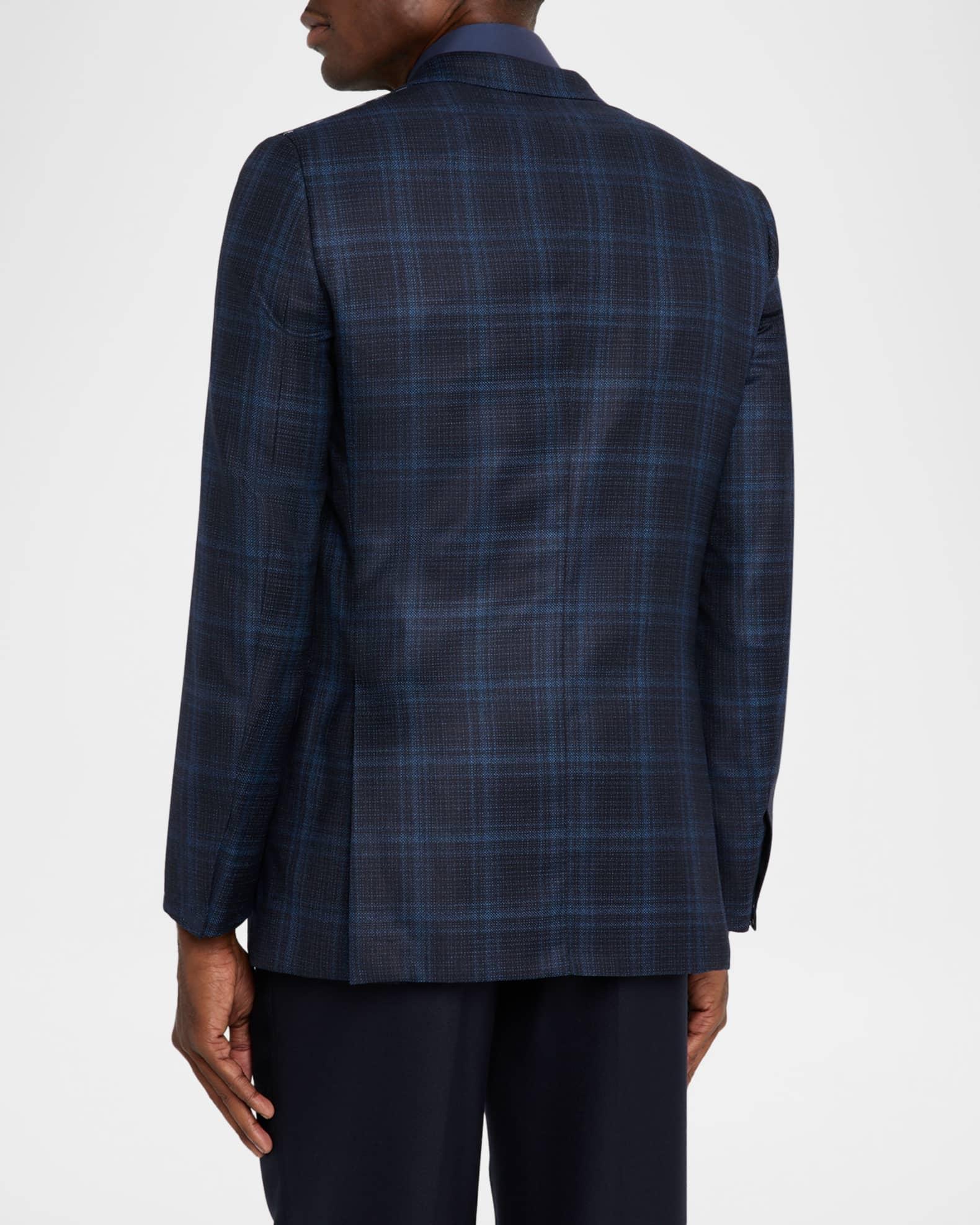 Men's Plaid Single-Breasted Blazer Jacket Product Image