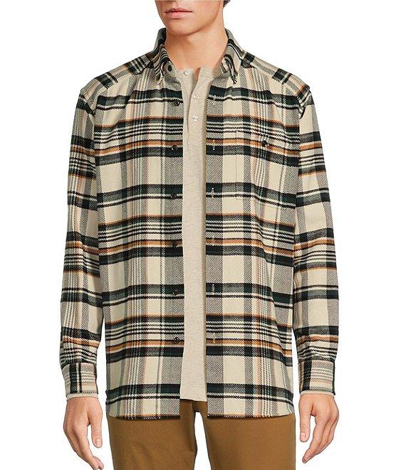Roundtree & Yorke Long Sleeve Heavyweight Twill Large Plaid Shirt Jacket Product Image
