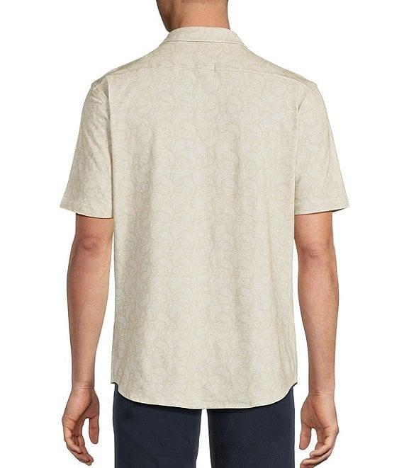 Cremieux Blue Label Jersey Knit Paisley Print Short Sleeve Button Front Shirt Product Image