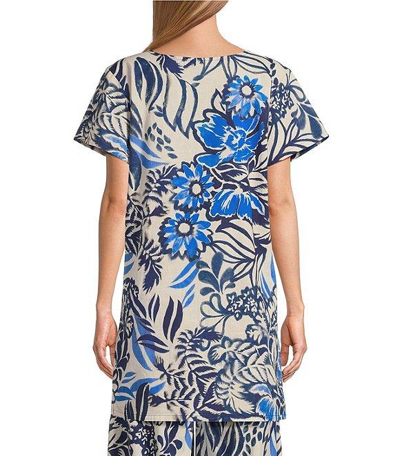 Bryn Walker Coordinating Wes Azzurra Print Round Neck Short Sleeve Tunic Product Image