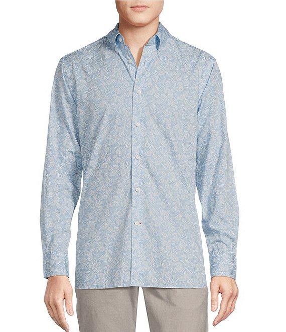 Cremieux Blue Label Palm Print Poplin Long Sleeve Woven Shirt Product Image