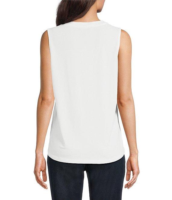 Jones New York Moss Crepe Pleat-Front V-Neck Sleeveless Shell Product Image