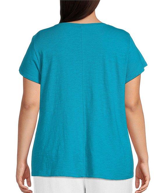 Eileen Fisher Plus Organic Cotton Slubby Jersey Crew Neck Short Sleeve Tee Product Image