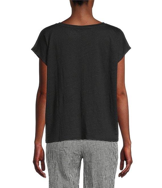 Eileen Fisher Organic Linen Jersey V-Neck Cap Sleeve Top Product Image
