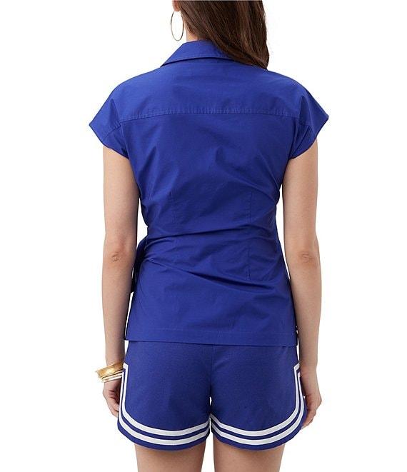 Trina Turk Avant Stretch Poplin Pont Collar Cap Sleeve Wrap Top Product Image