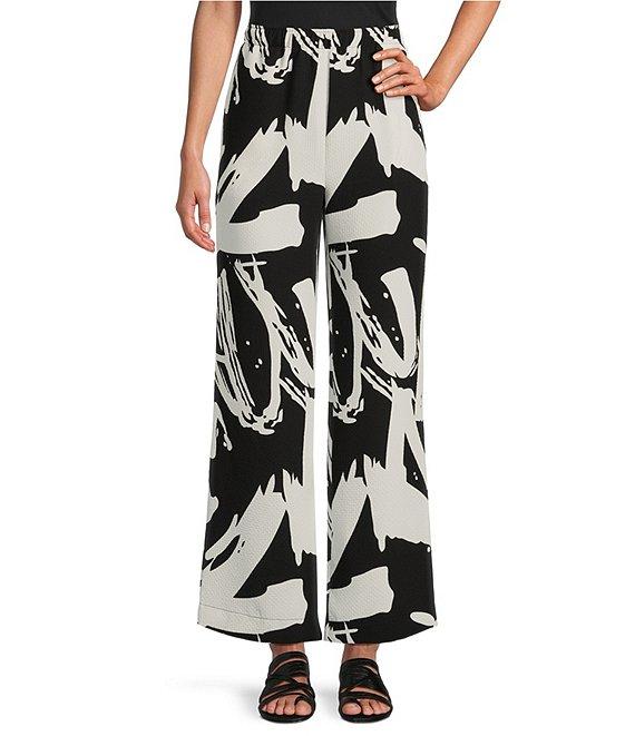 IC Collection Woven Abstract Print Elastic Waist Pull-On Pants Product Image