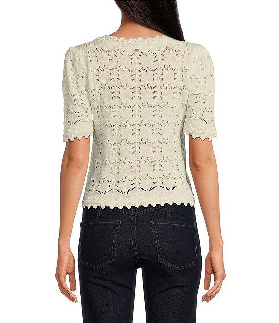 Sam Edelman Robyn Crew Neckline Short Sleeve Scallop Trim Top Product Image