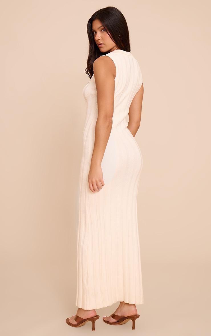 Cream Sleeveless Wide Rib Dress Product Image