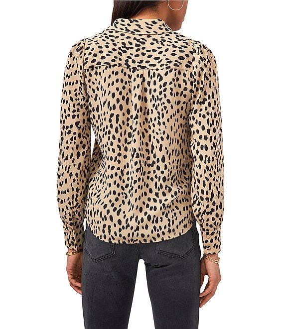Vince Camuto Long Sleeve Leopard Print Button Front Blouse Product Image