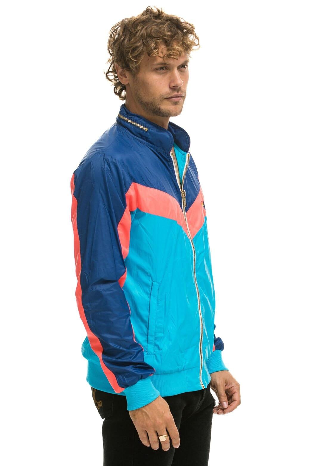 MEN'S WINDBREAKER JACKET- NEON BLUE Male Product Image