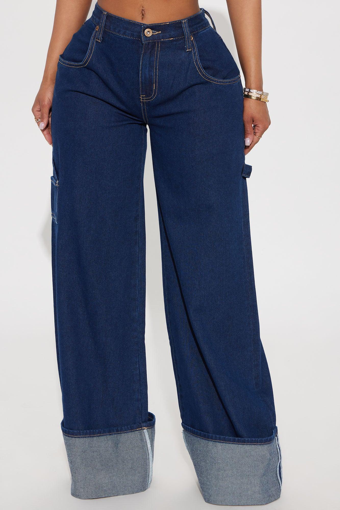 Doing Better Cuffed Carpenter Jeans - Dark Wash Product Image