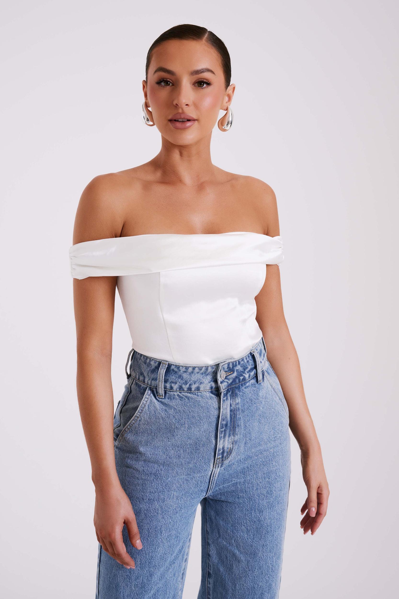 Anysa Satin Strapless Top - Ivory Product Image