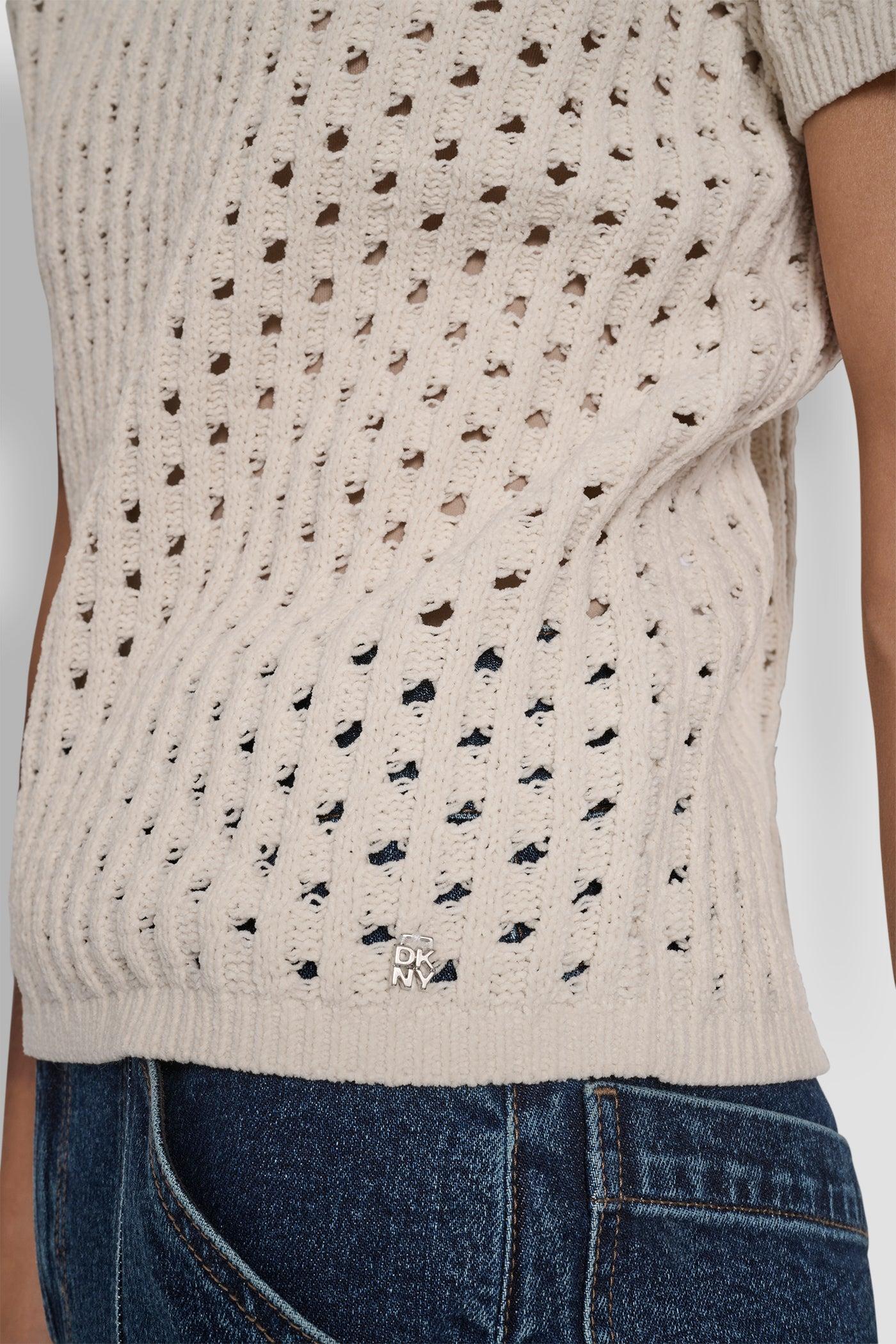 OPEN STITCH CREW NECK SHORT SLEEVE SWEATER Product Image