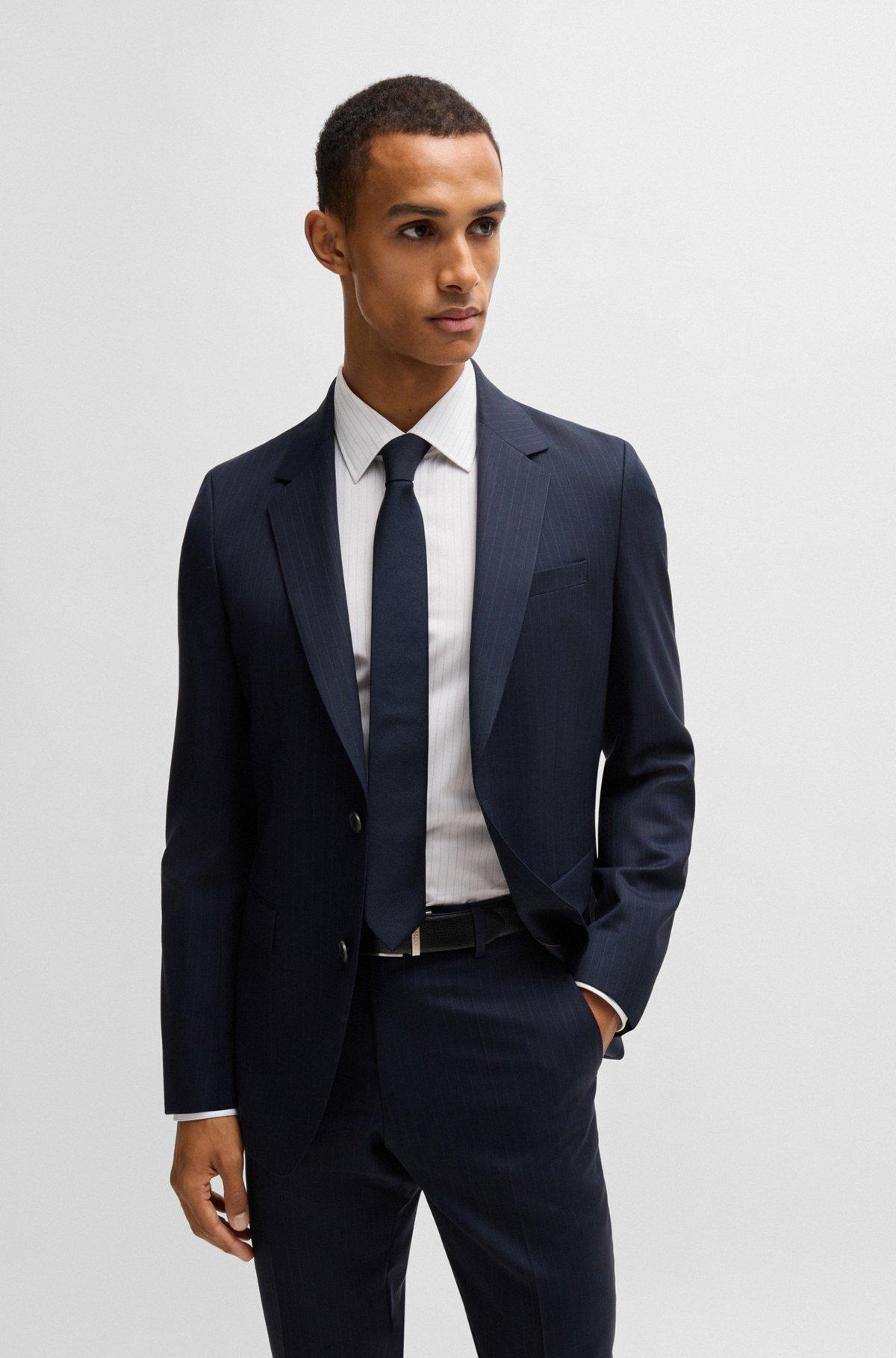 Slim-fit shirt in striped cotton twill Product Image