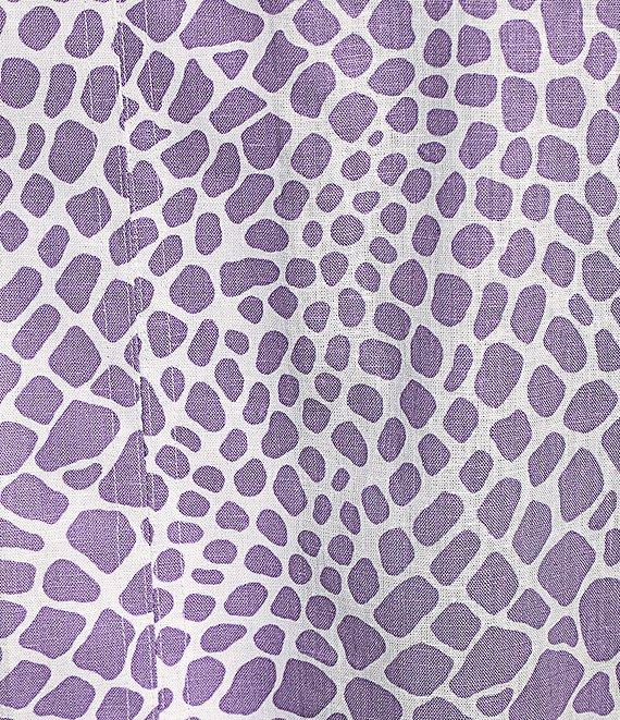 Foxcroft Plus Size Agnes Linen-Blend Giraffe Collage Wing Collar 3/4 Sleeve Tunic Product Image