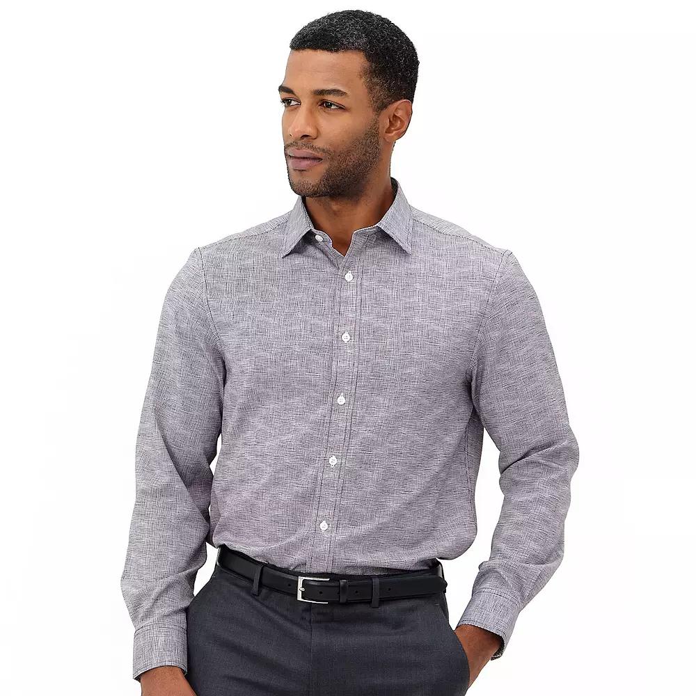 Men's Nick Graham Traveler Collection Performance Modern-Fit Stretch Dress Shirt, Size: 2XL-36/37, Black Striated Product Image