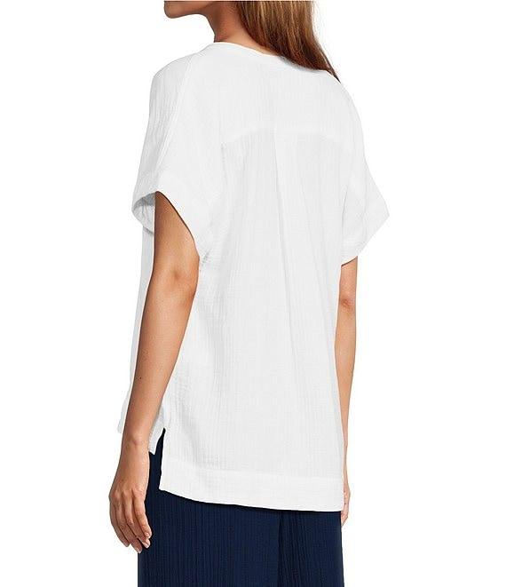 L.L.Bean Cloud Gauze Split V Neckline Short Sleeve Top Product Image