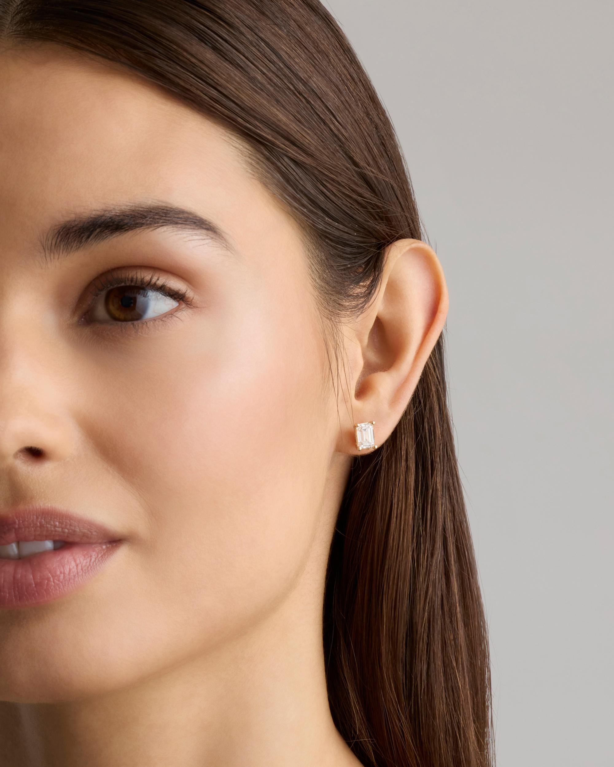 Quince | Women's 14k Gold Lab Grown Diamond Emerald Solitaire Studs Product Image