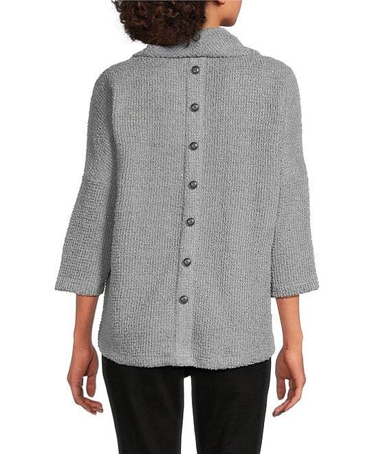 Ali Miles Knit Cowl Neck 3/4 Dolman Sleeve Back Button Detail Tunic Product Image